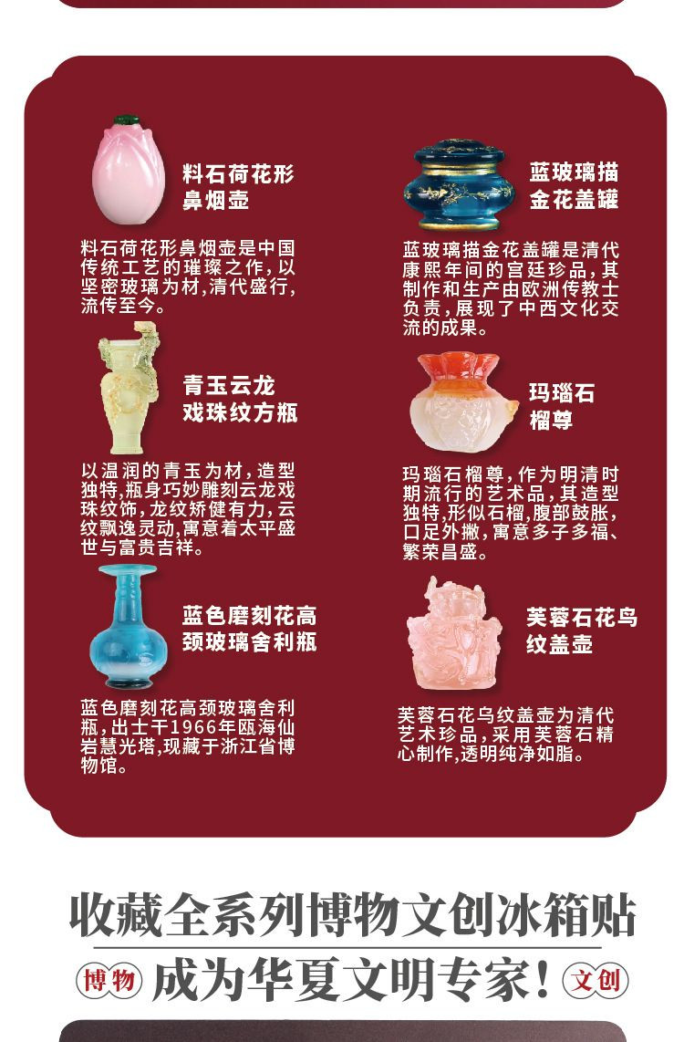 Palace Museum Glass Fridge Magnet Collection (6 Pieces)